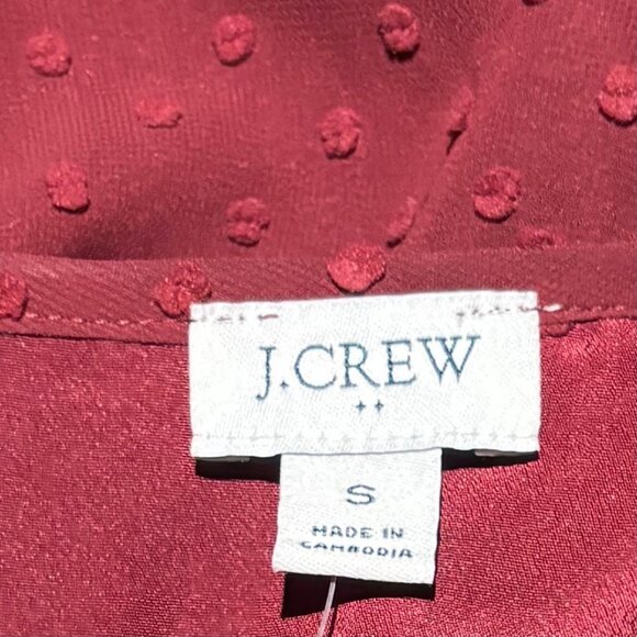 J.Crew V Neck Clip-Dot Blouse Size S In Vintage Burgundy Womens - Picture 7 of 8
